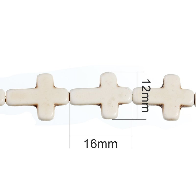 Linsoir Beads White Turquoise Cross Beads Loose Gemstone Religious Spacer Approx.24pcs/Strand 1.2CMX1.6CM - Image 4